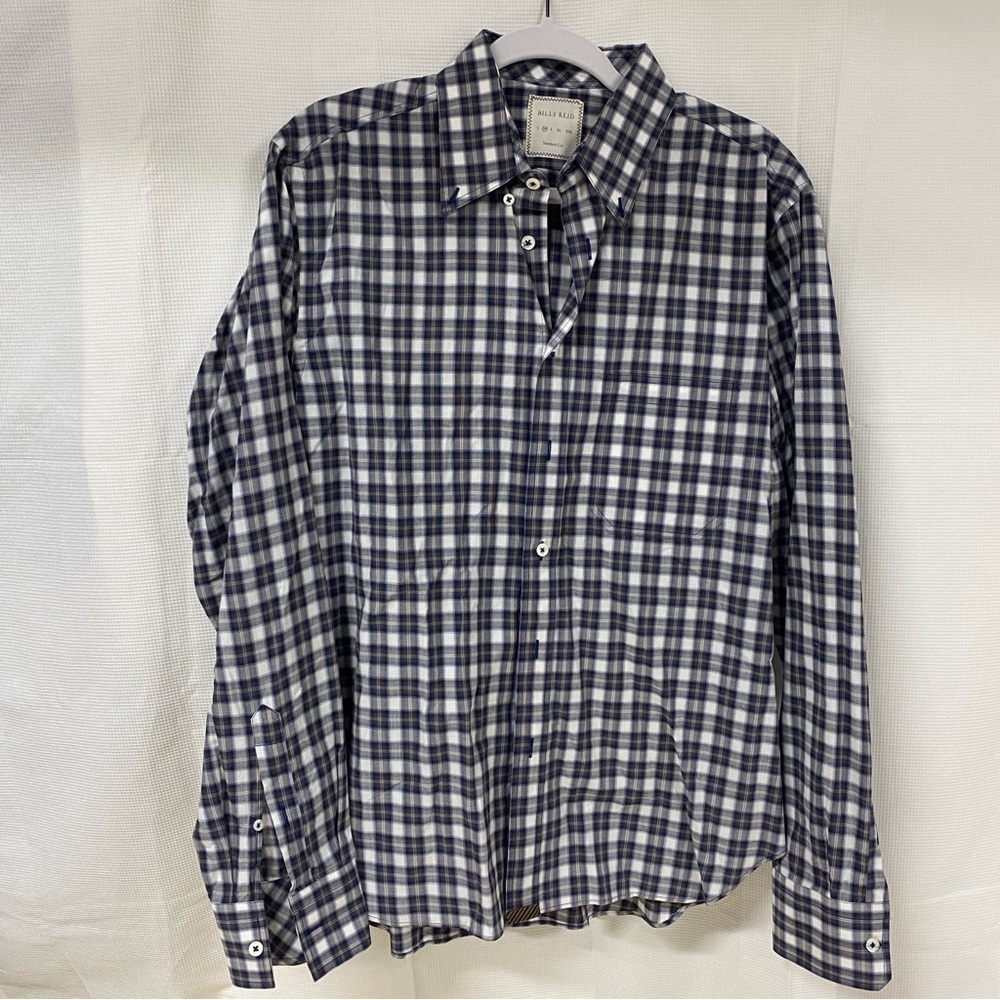 Billy Reid Men’s Blue Plaid Button Down Shirt Medium Standard Cut
